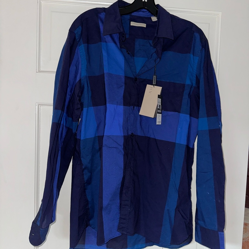 Burberry Navy and Black Check Shirt